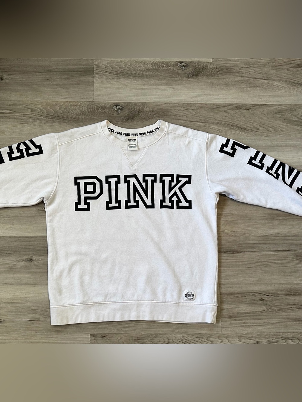Women’s Pink Victoria Secret White & Black Long Sleeve Pullover